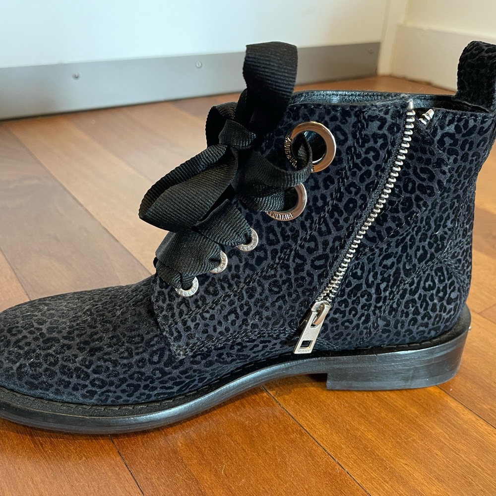 Zadig & Voltaire Laureen Leopard Print Ankle Booties with Zipper